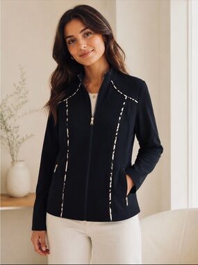 Zenergy by Chico Reversible Lightweight Jacket. Leopard | Classic Black. Sz-M